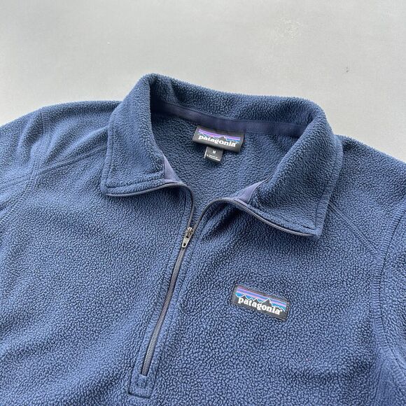 Patagonia Micro D Fleece Jacket Womens Medium Blue 1/4 Zip Pullover Lightweight - Picture 3 of 6
